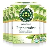 Traditional Medicinals Organic Peppermint Herbal Leaf Tea, Alleviates Digestive Discomfort, 16 Tea Bags (Pack of 6)