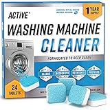 Washing Machine Cleaner Descaler 24 Pack - Deep Cleaning Tablets For HE Front Loader & Top Load Washer, Septic Safe Eco-Friendly Deodorizer, Clean Inside Drum And Laundry Tub Seal - 12 Month Supply