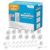 Vmaisi Adhesive Magnetic Cabinet Locks (12 Locks and 2 Keys)