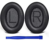 SoloWIT Replacement Earpads Cushions for Bose QuietComfort 35 (QC35) & Quiet Comfort 35 II (QC35 ii) Headphones, Ear Pads with Softer Leather, Noise Isolation Foam, Added Thickness (Black)