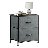 WLIVE Nightstand, 2 Drawer Dresser for Bedroom, Small Dresser with 2 Drawers, Bedside Furniture, Night Stand, End Table with Fabric Bins for Bedroom, Closet, Entryway, Nursery, College Dorm, Dark Grey