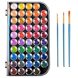 Upgraded 48 Colors Watercolor Paint, Washable Watercolor Paint Set with 3 Paint Brushes and Palette, Non-toxic Water Color Paints Sets for Kids, Adults, Beginners and Artists, Make Your Painting Talk