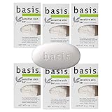 Basis Sensitive Skin Bar Soap - Cleans and Soothes with Chamomile and Aloe Vera, Use as Body Wash or Hand Soap - Pack of 6