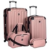 Travelers Club Expandable Midtown Hardside 4-Piece Luggage Travel Set, Rose Gold