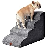 EHEYCIGA Dog Stairs for High Beds, 4-Step Dog Steps for Couch, Pet Stairs for Small Dogs and Cats, High Bed Climbing, Non-Slip Balanced Dog Indoor Step, Grey, 2/3/4/5 Steps