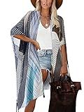 Moss Rose Women's Beach Cover up Swimsuit Kimono with Bohemian Floral Print, Loose Casual Wear