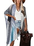 Moss Rose Women's Beach Cover up Swimsuit Kimono with Bohemian Floral Print, Loose Casual Wear