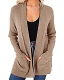 Rolmama Womens Open Front Cardigans Lightweight Long Sleeve Casual Soft Drape Fall Knit Sweater Khaki