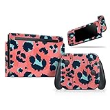 Design Skinz - Compatible with Nintendo Switch OLED Console Bundle - Skin Decal Scratch-Resistant Removable Vinyl Cover - Leopard Coral and Teal V23