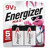 Energizer MAX 9V Batteries (2 Pack), 9 Volt Alkaline Batteries - Packaging May Vary