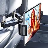 LISEN Tablet iPad Holder for Car Mount Headrest-iPad Car Holder Back Seat Travel Accessories Car Tablet Holder Mount Road Trip Essentials for Kids Adults Fits All 4.7-12.9' Devices & Headrest Rod