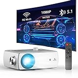 NexiGo WiFi Bluetooth Projector PJ10, 300ANSI, Native 1080P Movie Projector, Dolby_Sound Support, Remote, Compatible with Phone, Computer, HDMI, USB, AV Interfaces