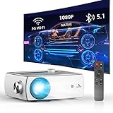 NexiGo WiFi Bluetooth Projector PJ10, 300ANSI, Native 1080P Movie Projector, Dolby_Sound Support, Remote, Compatible with Phone, Computer, HDMI, USB, AV Interfaces