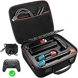 VORI Carrying Case for Nintendo Switch/Switch OLED Model (2021), Hard Travel Storage Protective Case with Handle and Shoulder Strap for Pro Controller, Poke Ball Plus and Switch Accessories, Black