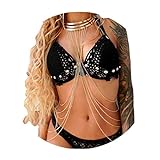 Nicute Gold Body Chain with Necklace Layered Bra Chains Summer Beach Body Jewelry for Women and Girls