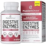 Physician's CHOICE Digestive Enzymes - Multi Enzymes, Organic Prebiotics & Probiotics for Digestive Health & Gut Health - for Meal Time Discomfort Relief - Dual Action Approach W/Bromelain - 60 CT