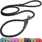 Fida Durable Slip Lead Dog Leash, 6 FT x 1/2' Heavy Duty Comfortable Strong Rope Leash for Large, Medium Dogs, No Pull Pet Training Leash with Highly Reflective, Black