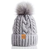 REDESS Women Winter Pompom Beanie Hat with Warm Fleece Lined, Thick Slouchy Snow Knit Skull Ski Cap