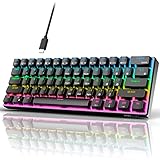 RK ROYAL KLUDGE RK61 Wired 60% Mechanical Gaming Keyboard RGB Backlit Ultra-Compact Hot Swappable Red Switch Black