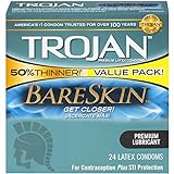 Trojan Bareskin Thin Premium Lubricated Condoms - 24 Count