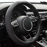 Xizopucy Car Steering Wheel Cover,14.5-15 Inch Black Universal Microfiber Leather Covers Breathable Anti-Slip Odorless Steering Wheels Accessories for Men Women