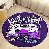 HoaMoya Cool Game Joystick Round Area Rug Purple Game Doodle Circle Rug Carpet Large Circular Rugs Non-Slip Mat for Kitchen Living Room Bedroom Decoration 60 * 60cm