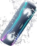 Portable Bluetooth Speaker, IPX7 Waterproof Wireless Speaker with Colorful Flashing Lights, 25W Super Bass with 24H Playtime, 100ft Bluetooth Range, TWS Pairing for Outdoor, Home, Party, Beach, Travel