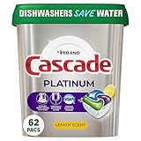 Cascade Platinum Dishwasher Pods, Dishwasher Detergent, Dishwasher Pod, Dishwasher Soap Pod, Actionpacs Dish Washing Pod, Lemon, 62 Count Dishwasher Detergent Pods