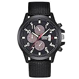 Military Watch,Men Analog Watches Army Filed Tactical Sport Wrist Watches Canvas Strap Calendar Date (Black -3)