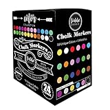 Loddie Doddie Liquid Chalk Markers | Dust Free Chalk Pens - Perfect for Chalkboards, Blackboards, Windows and Glass | 6mm Reversible Bullet & Chisel Tip Erasable Ink (Pack of 24)