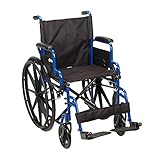 Drive Medical Blue Streak Ultra-Lightweight Wheelchair With Flip-Backs Arms & Swing-Away Footrests