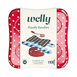 Welly Bandages - Handy Bandies | Adhesive Flexible Fabric Bravery Badges | Assorted Shapes for Minor Cuts, Scrapes, and Wounds | Colorful and Fun First Aid Tin for Fingers and Toes - 24 Count