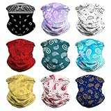 VCZUIUC Headwear Bandana Head Wrap Face Scarf Mask Neck Warmer Balaclava for Sports (One Size, 9PCS Paisley)