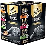 SHEBA PERFECT PORTIONS Cuts in Gravy Adult Wet Cat Food Trays (24 Count, 48 Servings), Roasted Chicken, Gourmet Salmon and Tender Turkey Entrée, Easy Peel Twin-Pack Trays