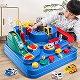 TEMI Kids Race Track Toys for Boy Car Adventure Toy for 3 4 5 6 7 Years Old Boys Girls, Puzzle Rail Car, City Rescue Playsets Magnet Toys 3 Mini Cars, Preschool Educational Car Games Gift Toys