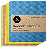 Swedish Wholesale Swedish DishCloths for Kitchen- 10 Pack Reusable Paper Towels for Counters & Dishes - Eco Friendly Cellulose Sponge Cloth - Assorted