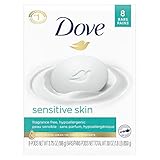 Dove Beauty Bar More Moisturizing Than Bar Soap for Softer Skin, Fragrance Free, Hypoallergenic Sensitive Skin With Gentle Cleanser, 3.75 Ounce (Pack of 8)