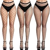 Buauty 3 pcs black fishnet stockings for women, fish nets women tights, fishnet tights womens thigh hight stockings, black tihgts women, ladies fish net tights plus size one size fit all