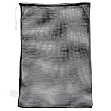 Champion Sports Mesh Sports Equipment Bag, Black, 24x36 Inches - Multipurpose, Nylon Drawstring Bag with Lock and ID Tag for Balls, Beach, Laundry