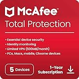 McAfee Total Protection 2023 | 5 Device | Cybersecurity Software Includes Antivirus, Secure VPN, Password Manager, Dark Web Monitoring | Amazon Exclusive | Download