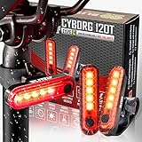 BLITZU 2024 USB-C Rechargeable Bike Tail Light 2 Pack, Cyborg 120T Bright Red LED Bicycle Rear Light, Waterproof Helmet Lights, Cycling Flashlight Safety Reflectors Accessories, Fits Adult, Kids MTB