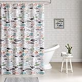 HipStyle - Sardinia - Modern Multi-color Fish - Cotton Printed - Designer Shower Curtain - 72' x 72' - Machine Washable
