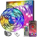 KSIPZE 100ft Led Strip Lights RGB Music Sync Color Changing,Bluetooth Led Lights with Smart App Control Remote,Led Lights for Bedroom Room Lighting Flexible Home Décor