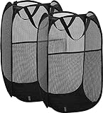 Popup Laundry Hamper (1 & 2 Pack) Foldable Pop-up Mesh Hamper Dirty Clothes Basket with Carry Handles by Simplized