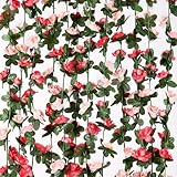MARTINE MALL Flower Garland Rose Vines, 2 Strands 16.5Ft Rose Floral Vines Decoration for Bedroom, Room Table, Birthday, Wedding, Party, Garden, Wall Decor