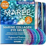 Maree Eye Gel Pads - Reduce Wrinkles, Puffy Eyes, Dark Circles, Eye Bags - Natural Marine Collagen Eye Gels with Hyaluronic HA - Anti Aging Eye Mask Patches & Face Moisturizer