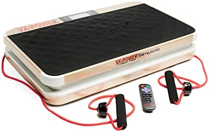 VX-Power Slimplate Digital – Vibration Plate Whole Body Oscillating Vibration Platform Exercise Machine w/ Resistance Bands for Home Cardio, Shaping, Toning & Fitness, Bluetooth Speakers