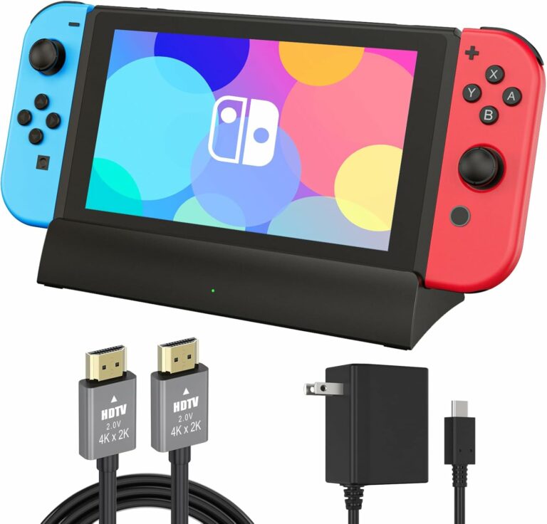 TV Docking Station for Switch/Switch OLED,Replacement for Official Switch Dock,Switch Docking Station Support 4K HDMI Adapter Output with HDMI Cable and 15V/2.6A USB-C Charger