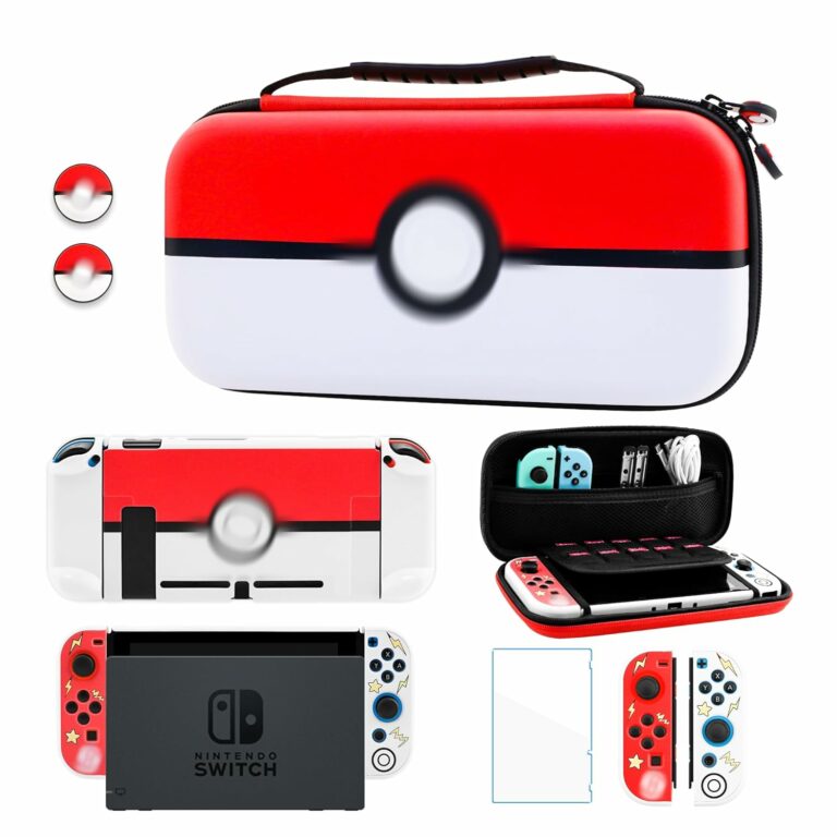 GLDRAM Cute Travel Carrying Case for Nintendo Switch, Red-White Cartoon Protector Accessories with Portable Storage Bag Hard PC Switch Protective Skin Cover Shell for Boys Girls Kids