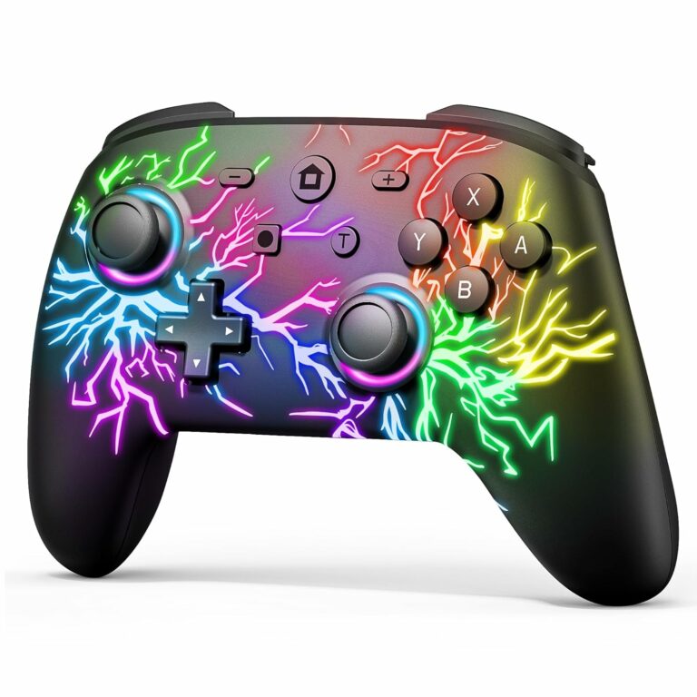 Switch Controllers for Nintendo Switch/Lite/OLED and PC, Wireless Switch Pro Controller with Cool LED Lights/Adjustable Turbo/Motion Control
